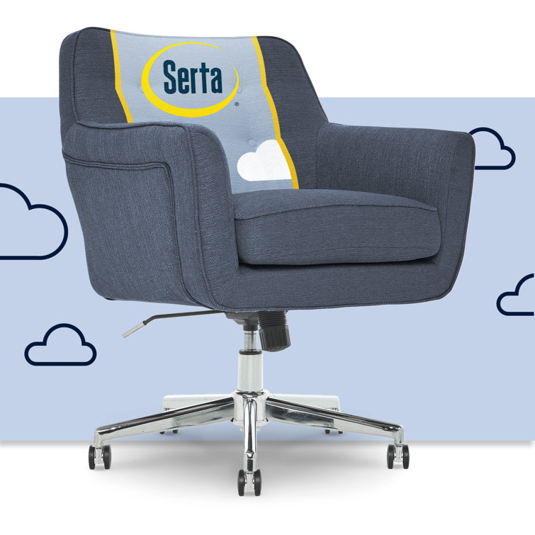 Ashland Home Executive Mid-Back Chair with Memory Foam, Chrome and Blue