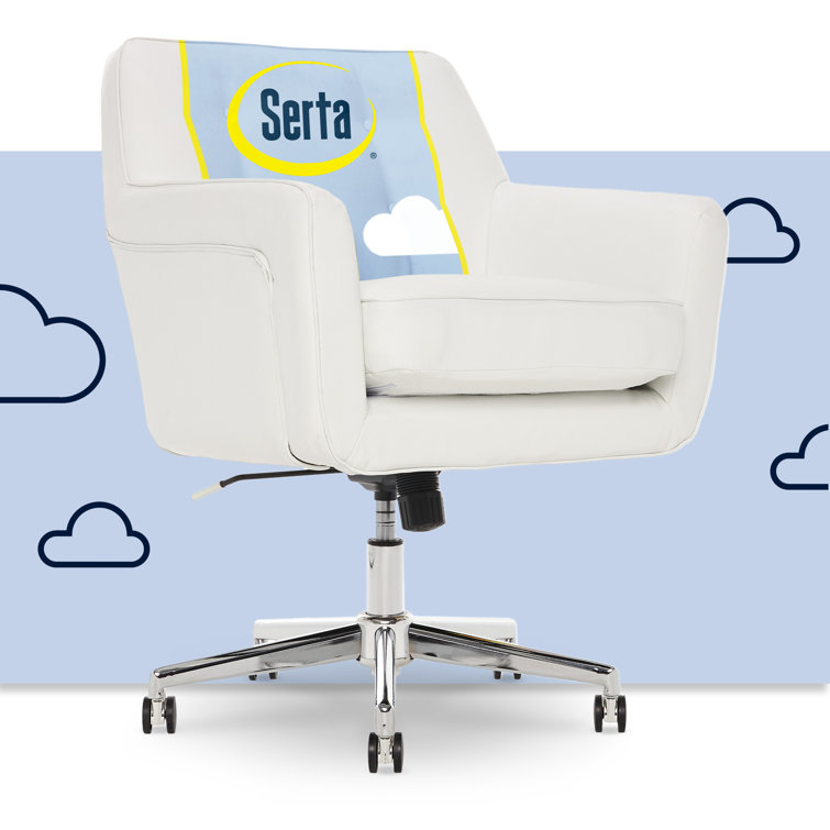 White Bonded Leather Swivel Executive Desk Chair