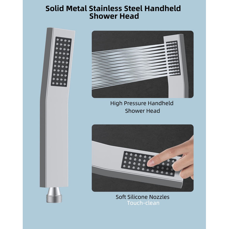 Chrome Dual Shower Head Combo with Adjustable Extension Arm