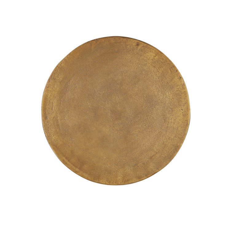 Antique Gold Round Metal Drum End Table