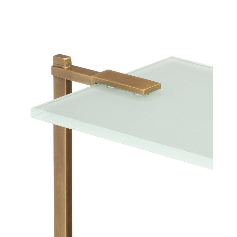 Neil Black Marble and Brass Drinks Table with Frosted Glass Top