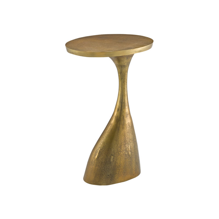 Antique Brass Round Metal Accent Table, 24" Height