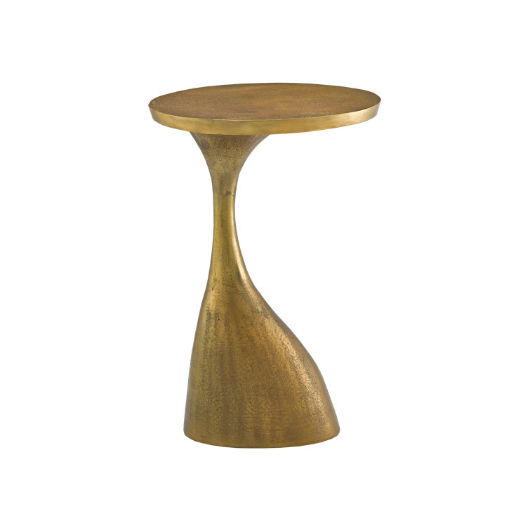 Antique Brass Round Metal Accent Table, 24" Height