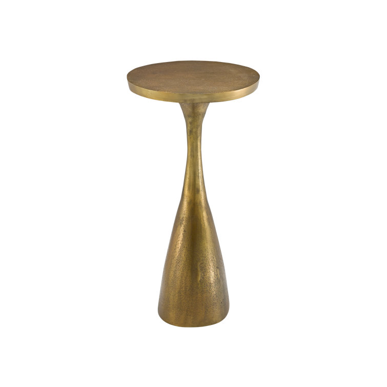 Antique Brass Round Metal Accent Table, 24" Height