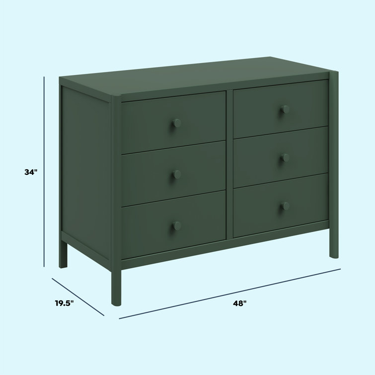 Forest Green Pine 6-Drawer Horizontal Double Dresser