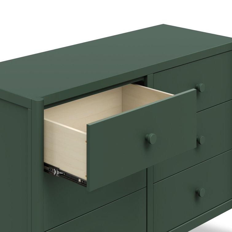 Forest Green Pine 6-Drawer Horizontal Double Dresser