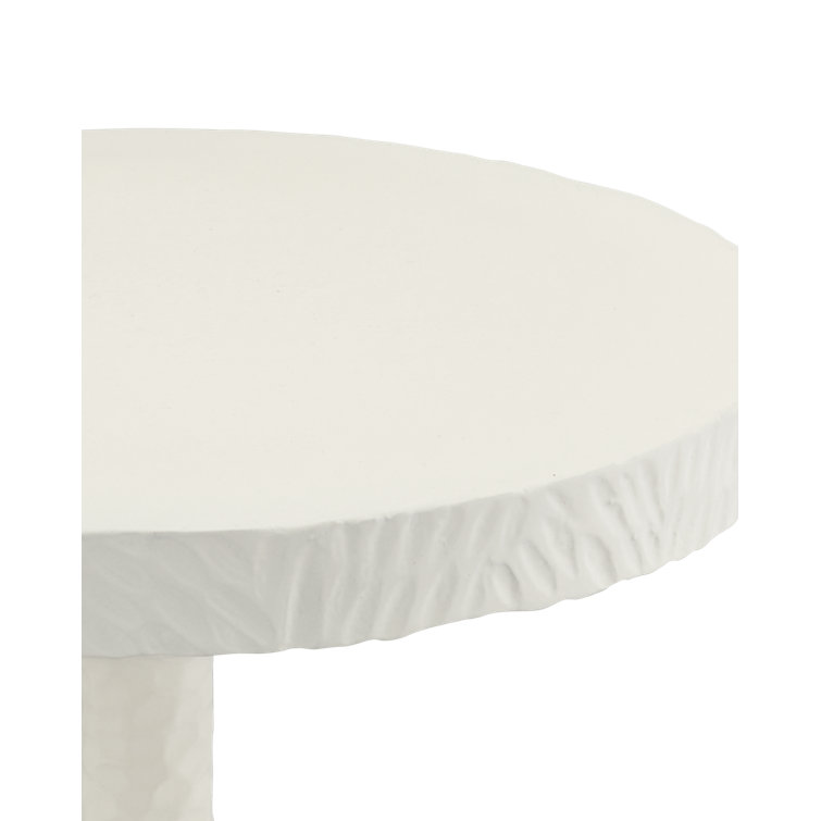 Marian 22'' Round White Gesso Metal Accent Table