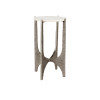 Antique Nickel and White Marble Round Accent Table