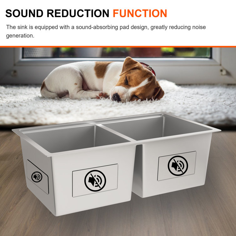 32 Inch Stainless Steel Double Bowl Undermount Workstation Sink