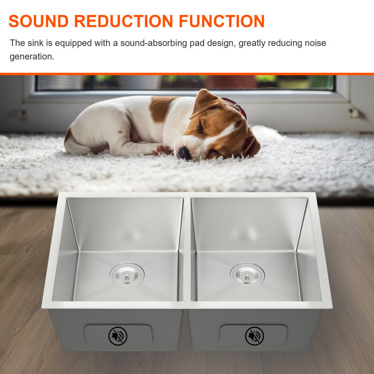 Blenzia 32'' Stainless Steel Double Bowl Undermount Kitchen Sink