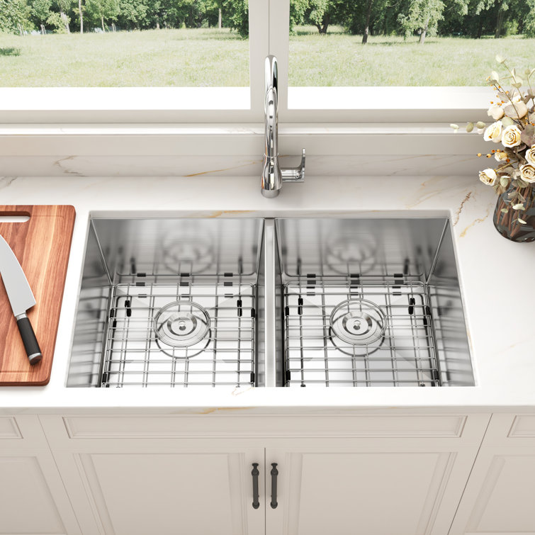 Blenzia 32'' Stainless Steel Double Bowl Undermount Kitchen Sink