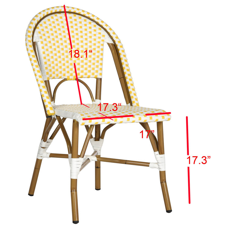 Yellow and White Wicker Aluminum Armless Side Chair Set