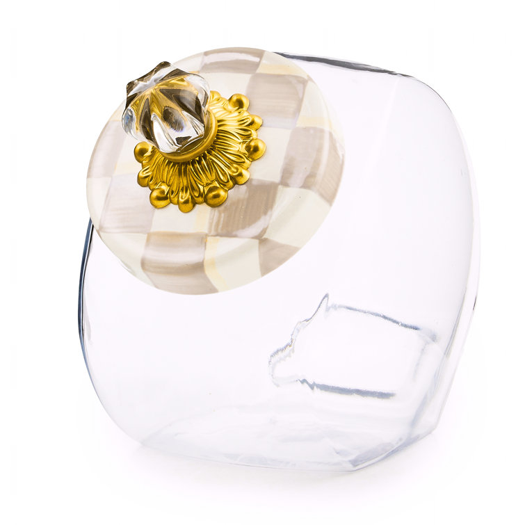 Clear Glass Half-Gallon Jar with Mocha Check Lid