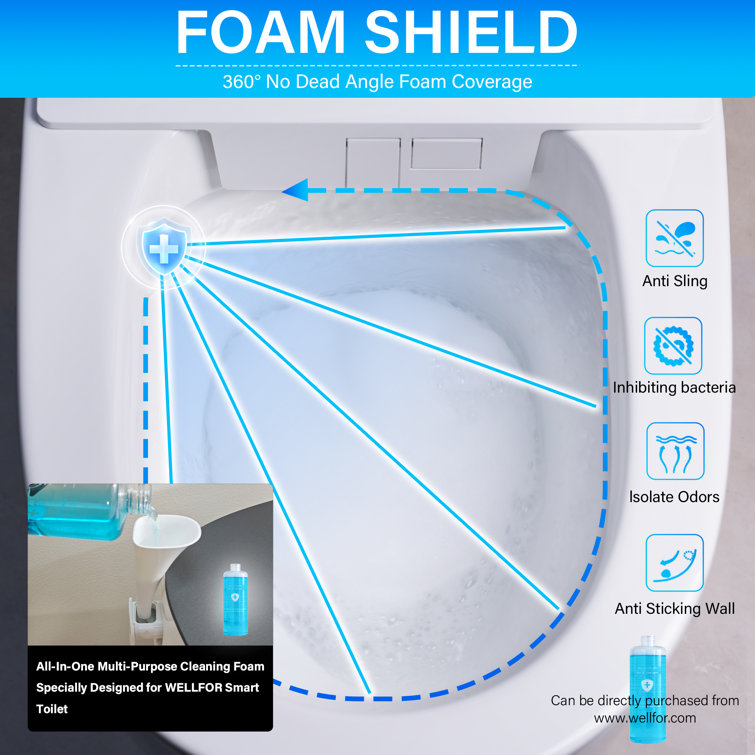 White Ceramic Elongated Smart Toilet with Heated Seat and Dryer