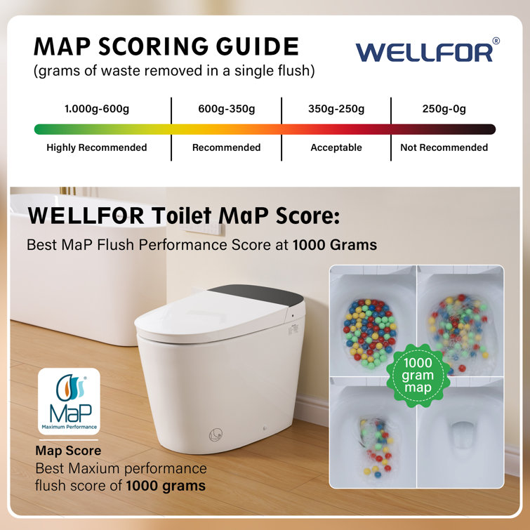 White Ceramic Elongated Smart Toilet with Heated Seat and Dryer