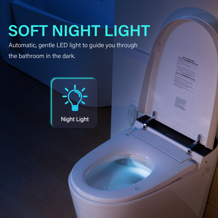White Ceramic Elongated Smart Toilet with Heated Seat and Dryer
