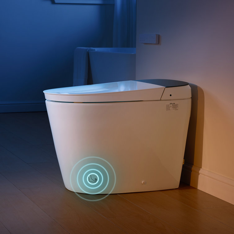 White Ceramic Elongated Smart Toilet with Heated Seat and Dryer