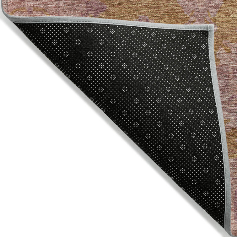Blush Rectangular Machine Washable Synthetic Rug