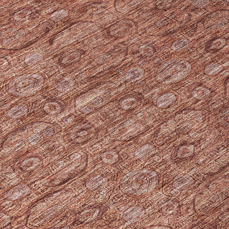 Terracotta Flat Woven Rectangular Synthetic Washable Rug 5' x 7'