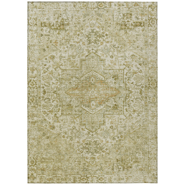 Chantille Beige Floral Medallion Washable Indoor/Outdoor Rug