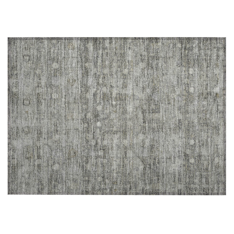 Pewter Gray Rectangular Synthetic Washable Rug