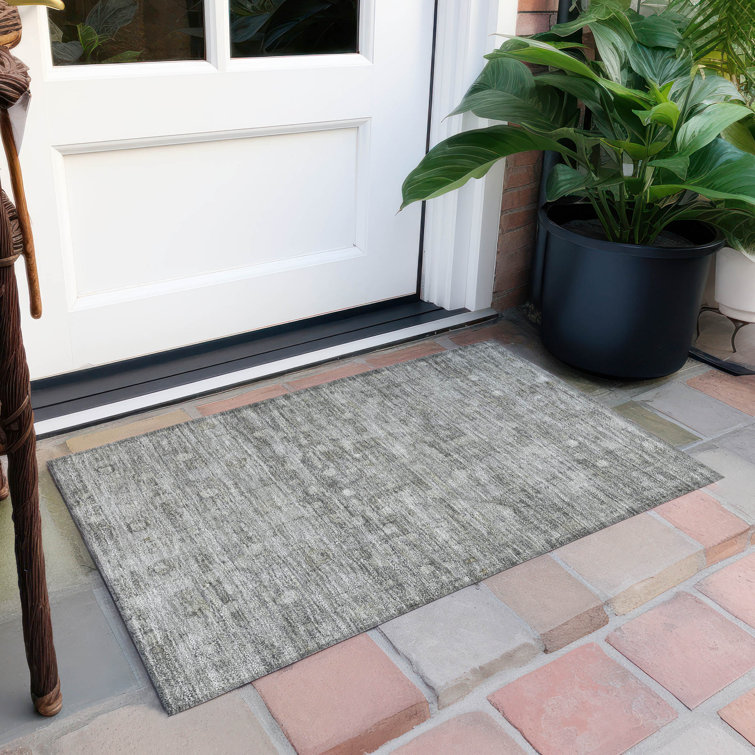 Pewter Gray Rectangular Synthetic Washable Rug