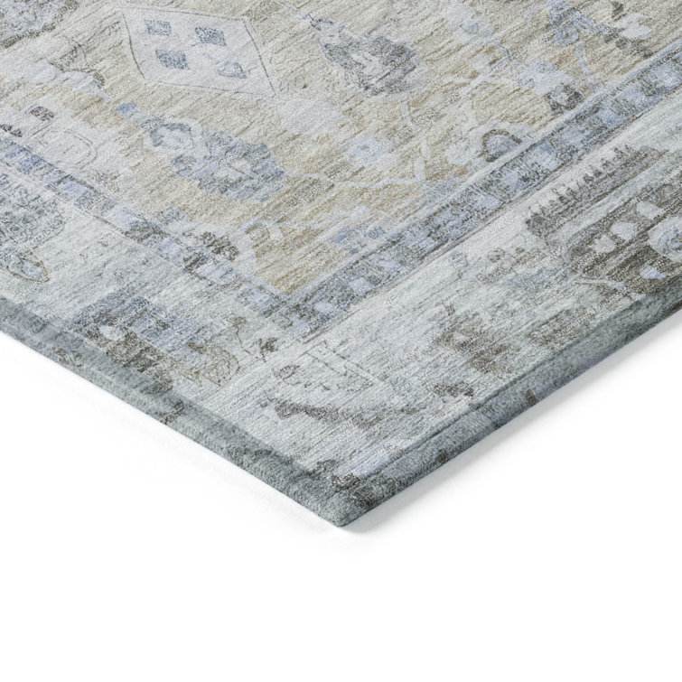 Beige Synthetic Machine Washable Non-Slip Area Rug 2'3" x 7'6"