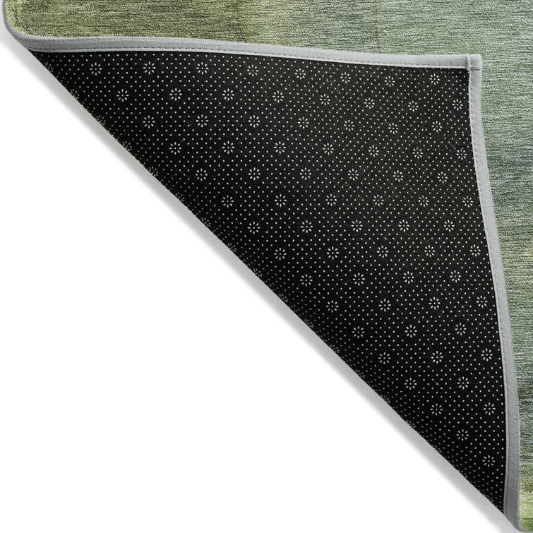 Green Rectangular Machine Washable Synthetic Rug 10' x 14'