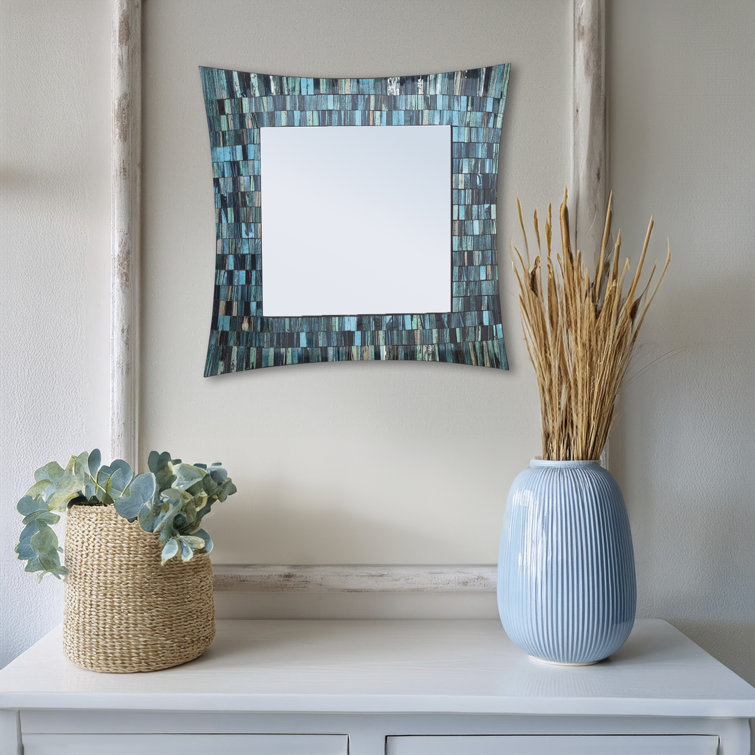 Blue Mosaic Glass Framed Decorative Wall Mirror