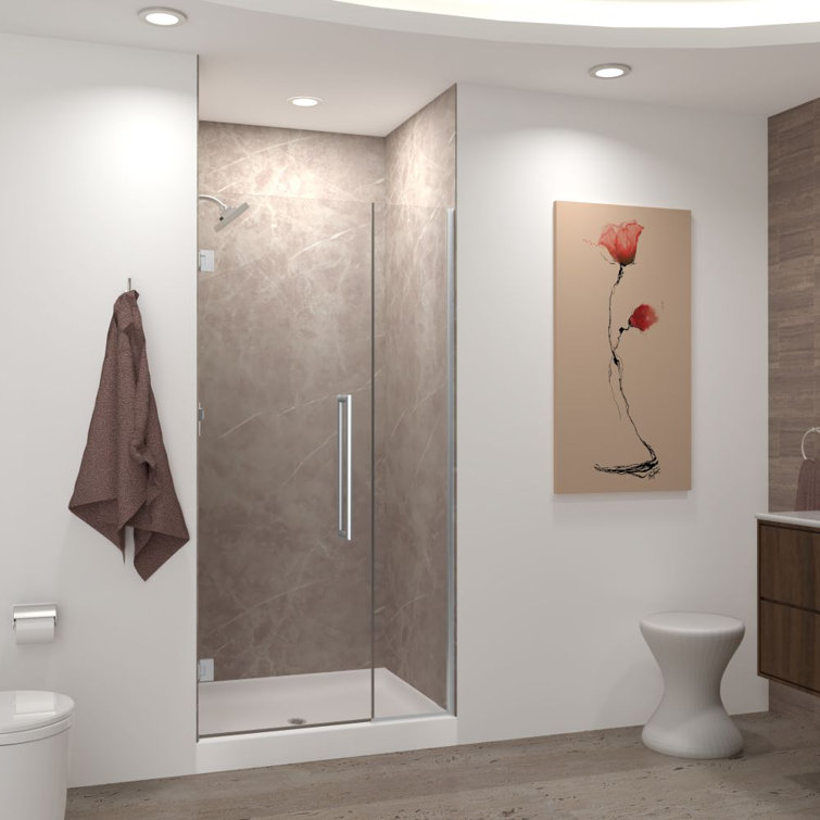 Elizabeth 36" x 76" Stainless Steel Frameless Shower Door with Clear Glass