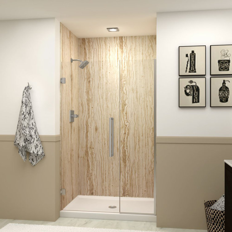 Elizabeth 76" High Stainless Steel Frameless Shower Door with Clear Glass