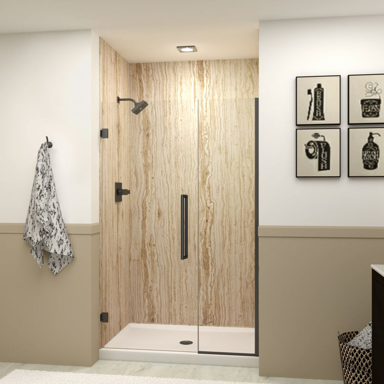 Elizabeth Matte Black Frameless Shower Door with Clear Glass