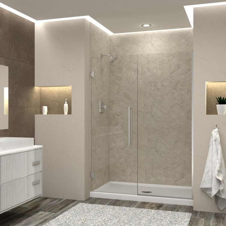 Elizabeth 54" x 76" Frameless Clear Glass Shower Door with Stainless Steel Finish