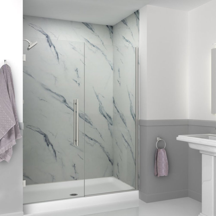 Elizabeth 60" x 76" Frameless Clear Glass Shower Door with Stainless Steel Finish