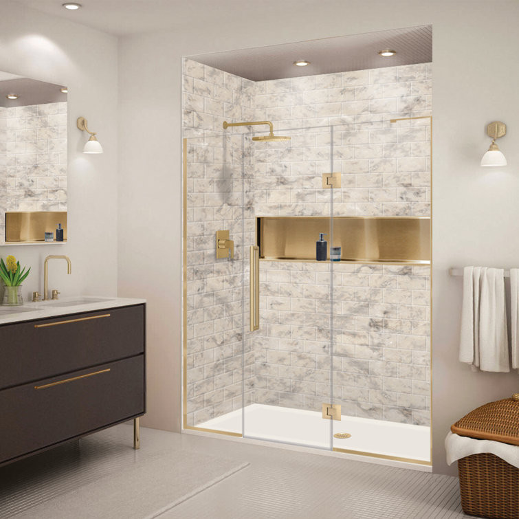 Elizabeth 76" High x 69" Wide Bronze Frameless Shower Door with Clear Glass