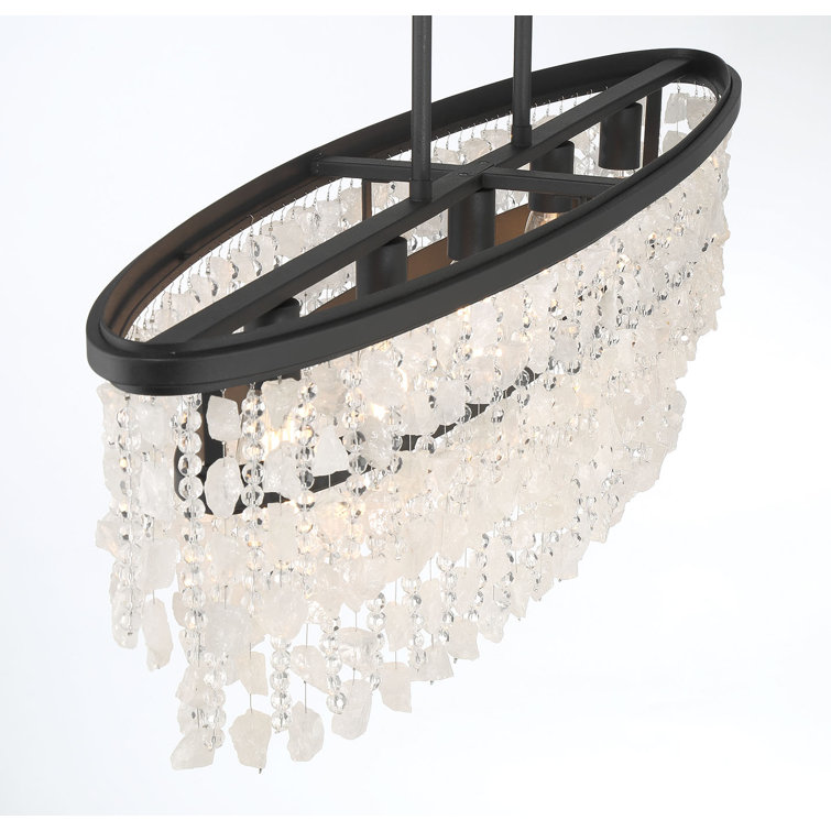 Shimmering Elegance Black Crystal 5-Light Island Chandelier