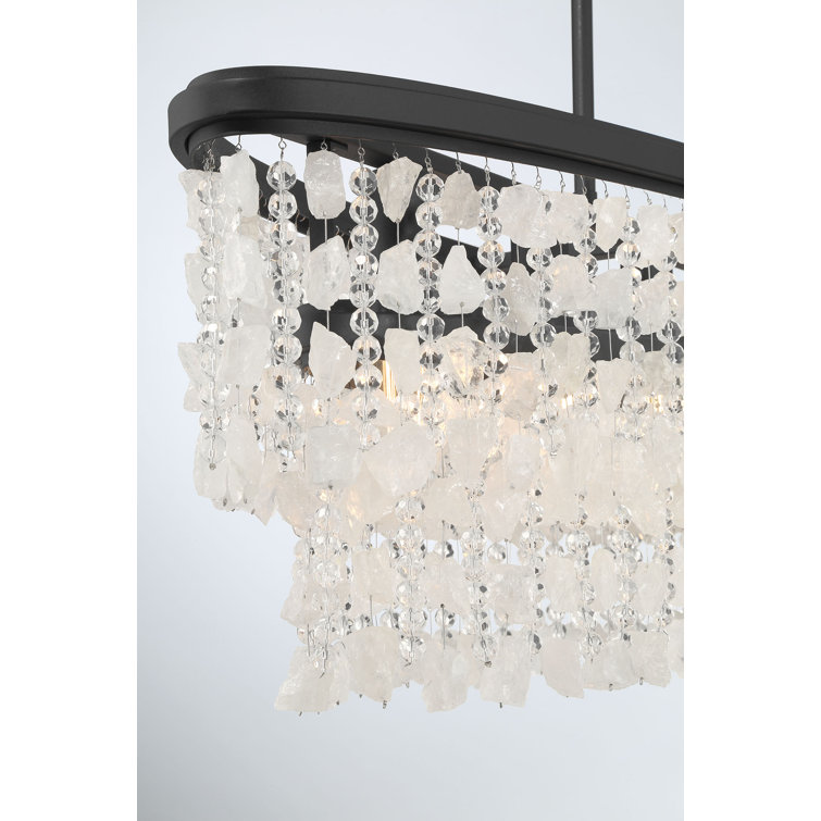 Shimmering Elegance Black Crystal 5-Light Island Chandelier