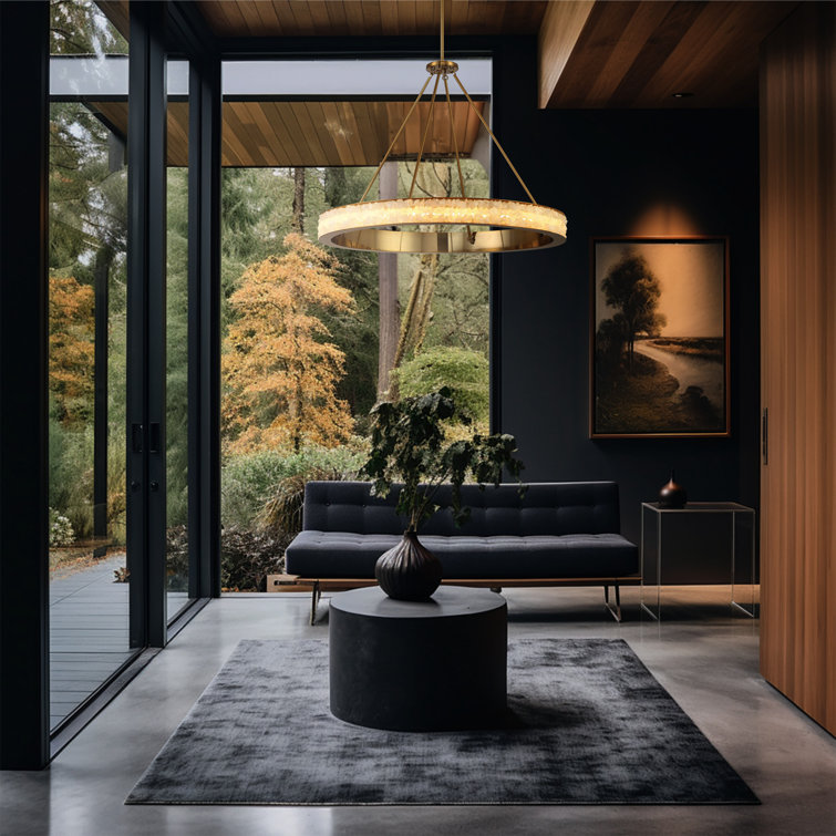 Celeste Brass LED Chandelier with Acrylic Shade