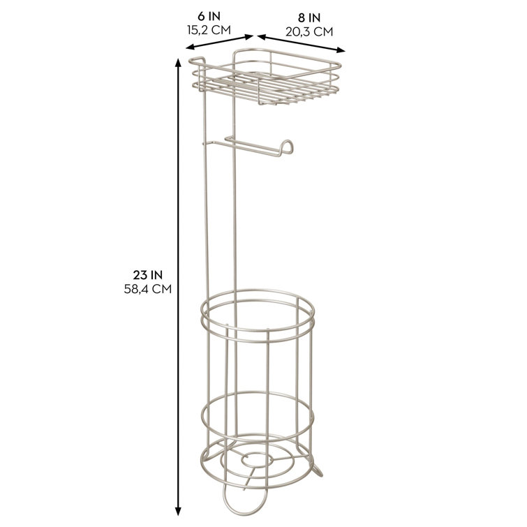 Satin Powder Coated Free Standing Toilet Paper Holder with Shelf