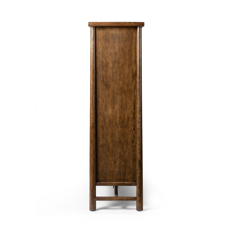 Dark Toasted Oak Veneer 3-Door Freestanding Cabinet