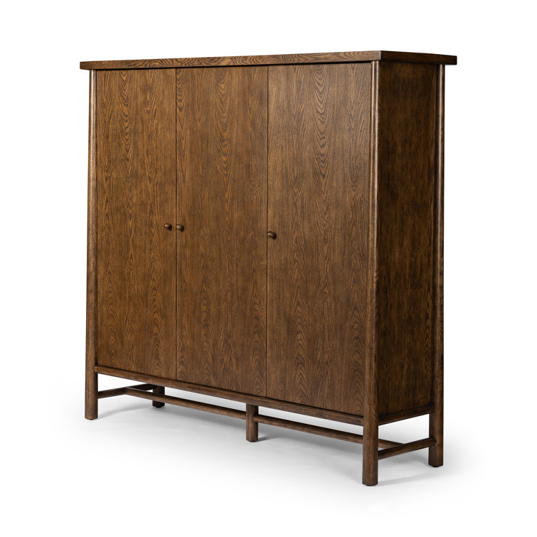 Dark Toasted Oak Veneer 3-Door Freestanding Cabinet