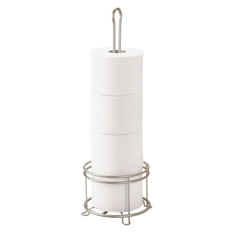 Satin Steel Freestanding 4-Roll Toilet Paper Holder Stand