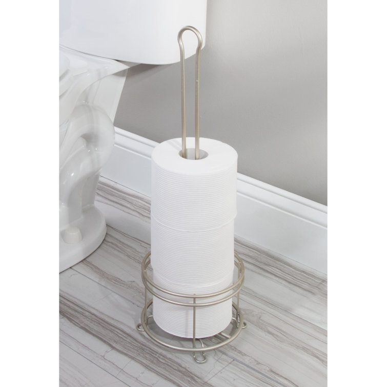 Satin Steel Freestanding 4-Roll Toilet Paper Holder Stand