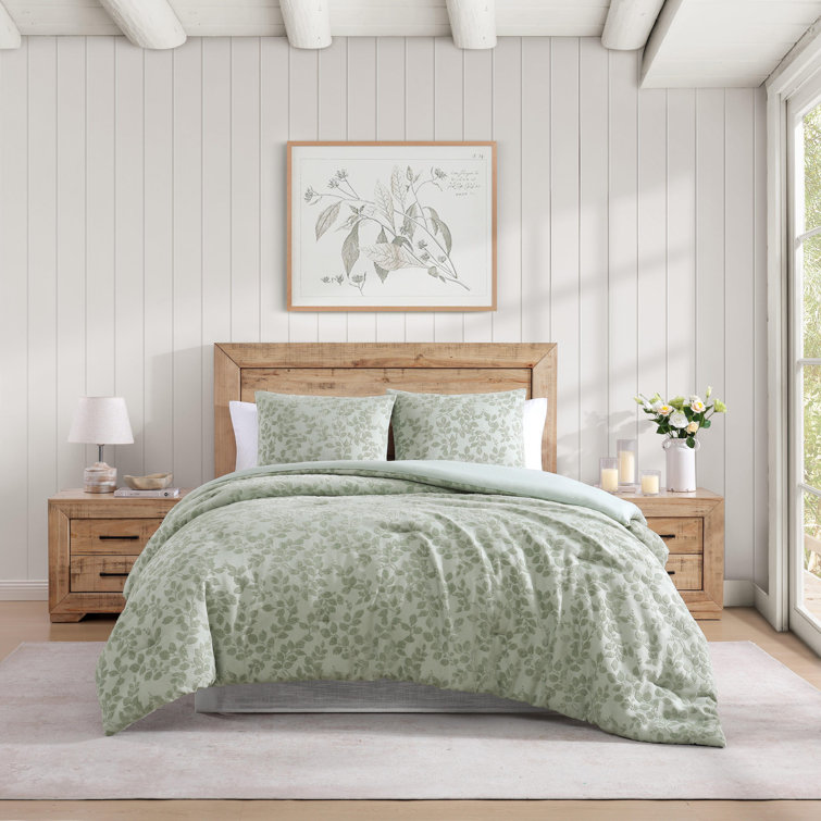 Sage Green Full Microfiber Reversible Jacquard Comforter Set