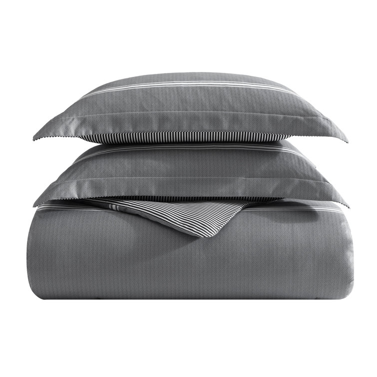 Gray Twin Microfiber Reversible Bedding Set