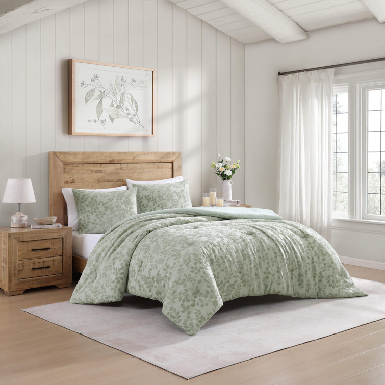 Sage Green Full Microfiber Reversible Jacquard Comforter Set