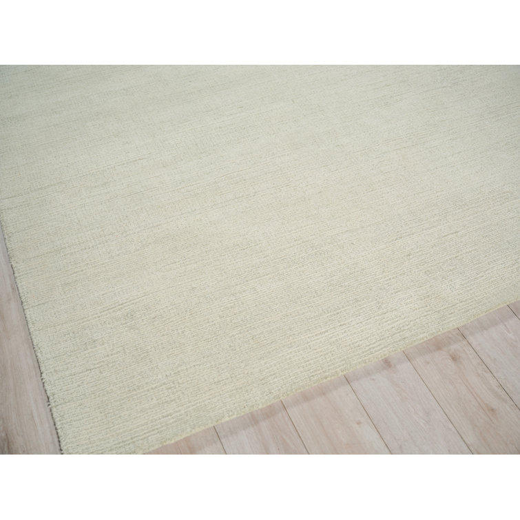 Handmade Green and Ivory Wool Tufted 10' x 14' Rug