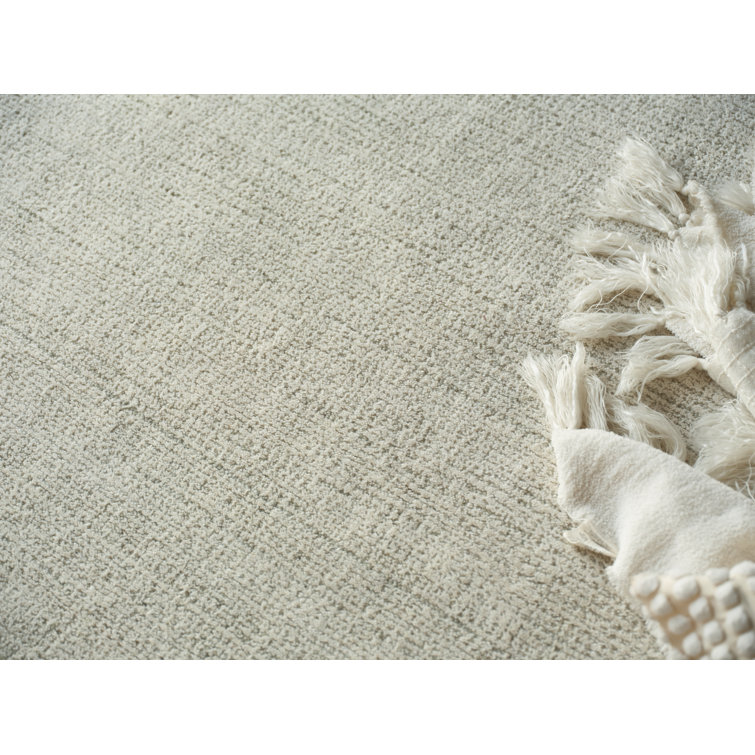 Handmade Green and Ivory Wool Tufted 10' x 14' Rug