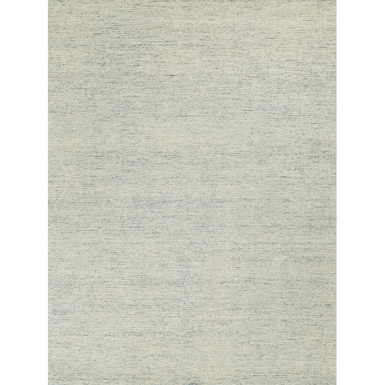 Handmade Blue and Ivory Wool Tufted Rectangular Rug 12' x 15'