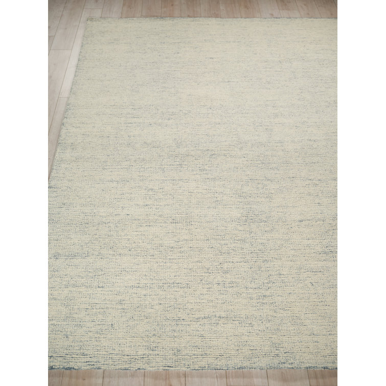 Handmade Blue and Ivory Wool Tufted Rectangular Rug 12' x 15'
